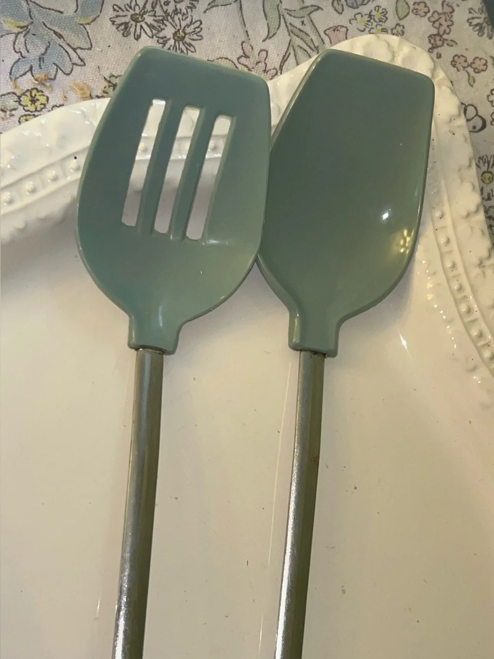 Kitchen Utensil Set -Blue Slotted Spoon and Serving Spoon